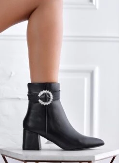 FRANCY - Tronchetti Neri Con Fibbia Gioiello