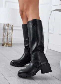 Stivali Neri Con Tacco Comodo