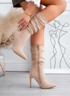 SELENIS - Stivaletti Alexoo Beige Scamosciati Con Tacco Alto A Spillo -Negozio al dettaglio Alexoo 027