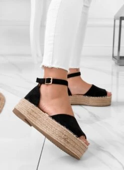 LICIA - Espadrillas Nere Scamosciate Con Zeppa E Cinturino -Negozio al dettaglio Alexoo 02 90682c0a 06d2 4a8a a72d 61def0d63fb1