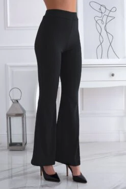 Pantalone A Zampa Nero Elastico A Costine -Negozio al dettaglio Alexoo 1056