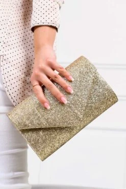 Borsa Pochette Oro Con Glitter B203