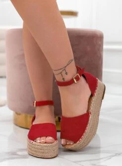LICIA - Espadrillas Rosse Con Zeppa E Cinturino