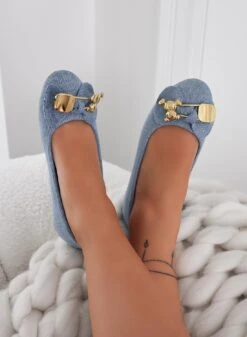 Ballerine Blu Jeans Con Spilla Teddy Oro -Negozio al dettaglio Alexoo 11 9f2e638d f009 43ba 98b3 af2d77f40ed3