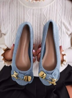 Ballerine Blu Jeans Con Spilla Teddy Oro -Negozio al dettaglio Alexoo 12 1a7213b1 89e4 4883 99da 70288effdc0d