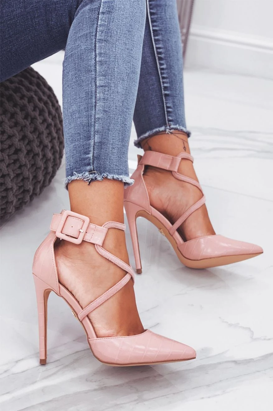 Decolletè Rosa Effetto Coccodrillo Con Tacco Alto 6 Decolletè Rosa Effetto Coccodrillo Con Tacco Alto - immagine 6