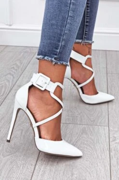 Decolletè Bianche In Vernice Contacco A Spillo E Fibbia -Negozio al dettaglio Alexoo 13 1 150