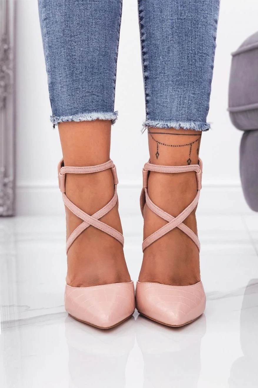 Decolletè Rosa Effetto Coccodrillo Con Tacco Alto 3 Decolletè Rosa Effetto Coccodrillo Con Tacco Alto - immagine 3