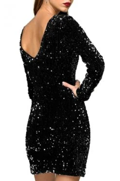 Abito A Maniche Lunghe In Paillettes Nero -Negozio al dettaglio Alexoo 15 1 100 0a2723c4 cc75 4756 abb2 bbbe3d94df95