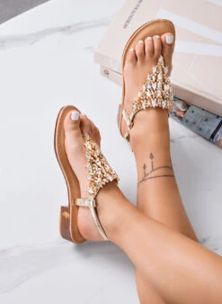 EDDIE - Sandali Oro Gioiello Bassi Con Pietre Oro -Negozio al dettaglio Alexoo 15 d1f2e480 901e 40ce ba3d 456c8b341be3