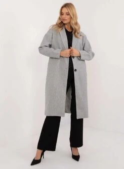 Cappotto Lungo Elegante Grigio Con Bottoni -Negozio al dettaglio Alexoo 16 cd6d4608 18a5 49c1 92e5 30d5cb93b74e