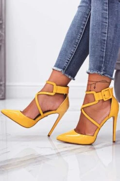 CLIO - Decolletè Gialle In Vernice Contacco A Spillo E Fibbia -Negozio al dettaglio Alexoo 18 339