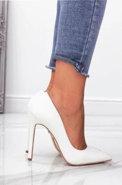 Decolletè Bianche In Finta Pelle Con Tacco Alto -Negozio al dettaglio Alexoo 18 341