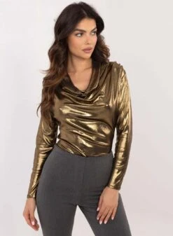 Maglia Oro Metallizzata Con Scollo Morbido -Negozio al dettaglio Alexoo 18 4f633473 0430 42b3 9ddb 4437c23a9022
