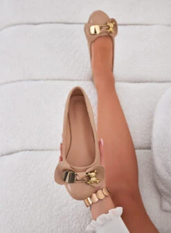 Ballerine Beige Con Spilla Teddy Oro