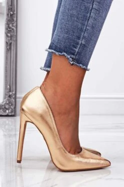 Decolletè Oro Rosa Metallizzate Con Tacco Alto -Negozio al dettaglio Alexoo 19 259