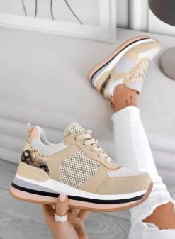 BALDWIN - Sneakers Platform Beige Con Inserti Pitonati -Negozio al dettaglio Alexoo 1 146c8001 5085 45ae 95a4 60b74f5ebf11