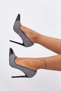 Decolletè Pied De Poule Misto Quadri Con Punta E Tacco A Contrasto -Negozio al dettaglio Alexoo 1 15 64