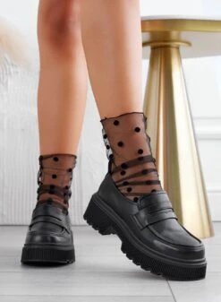 IMMA - Mocassini Neri Alexoo Con Suola Alta