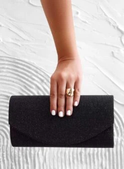 Borsa Pochetta Nera B220 In Tessuto Laminato