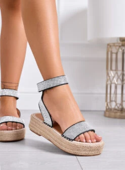 VEGAS - Sandali Espardrilles Neri Gioiello Alexoo