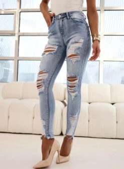 Pantalone Blu Jeans Skinny Con Strappi -Negozio al dettaglio Alexoo 1 638459d8 25a3 4005 8d82 4426f9c0941a