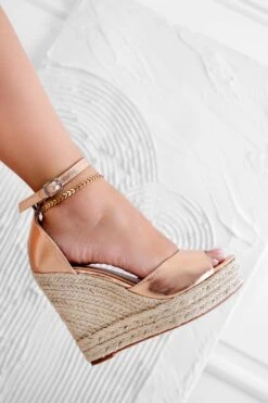 ESMERALDA - Sandali Espadrillas Oro Rosa Metallizzati Con Zeppa -Negozio al dettaglio Alexoo 1 880ca789 1ed9 43c8 bce1 772adaf93947