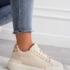 NADIA - Sneakers Beige In Tessuto Con Rifiniture Oro