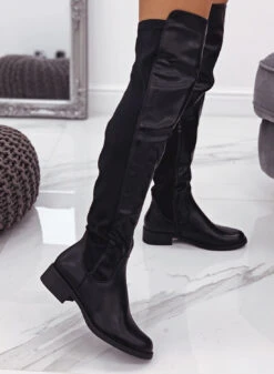 GABRIEL - Stivali Neri In Finta Pelle Alla Coscia Con Retro In Tessuto Elastico -Negozio al dettaglio Alexoo 1 f1c41ba9 86e8 4859 ba59 635184d2e66d