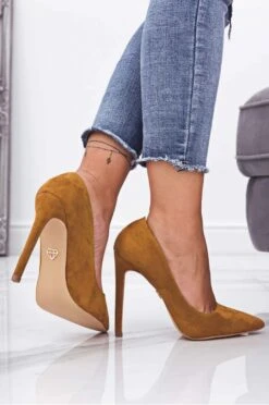 LEXIE - Decolletè Camel Scamosciate Con Tacco Alto -Negozio al dettaglio Alexoo 20 234