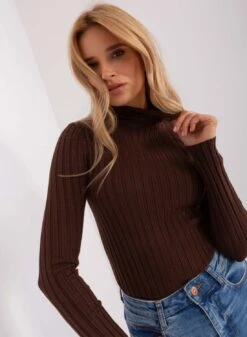 Maglia Marrone A Costine Con Collo Alto -Negozio al dettaglio Alexoo 22 f9fd65ac 480c 48a2 ad5d ff117d2b08a9