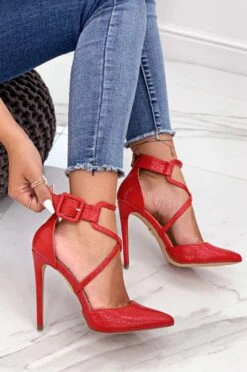 Decolletè Rosse Pitonate Con Tacco Alto 13 Decolletè Rosse Pitonate Con Tacco Alto -Negozio al dettaglio Alexoo 28 154