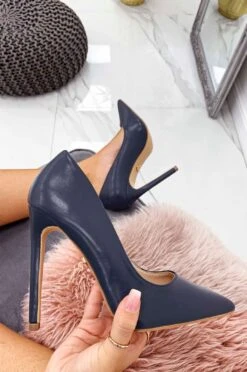 Decolletè Blu In Finta Pelle Con Tacco Alto -Negozio al dettaglio Alexoo 28 159