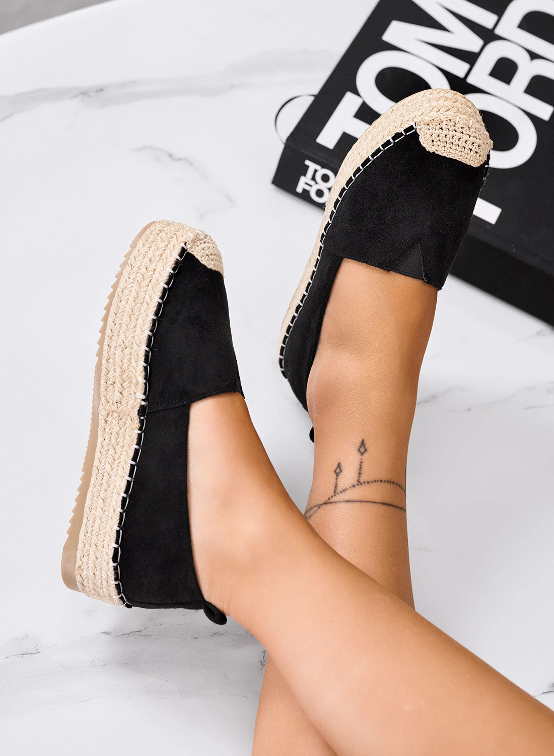 MAGDA - Espadrillas Platform Nere Con Punta Crochet E Suola In Corda 2 MAGDA - Espadrillas Platform Nere Con Punta Crochet E Suola In Corda - immagine 2
