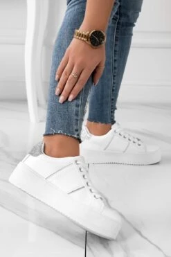 MORENA - Sneakers Bianche Con Inserti Glitter Argento -Negozio al dettaglio Alexoo 2 2 372