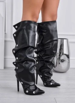 LOREEN - Stivali Neri Con Arricciatura E Tacco Alto A Spillo -Negozio al dettaglio Alexoo 2 3463cda2 637a 4f21 9040 1608f702af9a