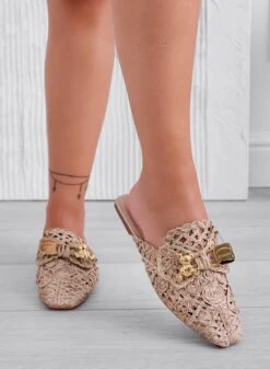FIESTA - Espadrillas Fango Sabot Ricamate Con Teddy Oro -Negozio al dettaglio Alexoo 2 36e6e862 7bc7 4fbb be4f e4d77201f754