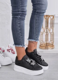 IRENE - Sneakers Nere Con Applicazione Farfalle Gioiello Argento -Negozio al dettaglio Alexoo 2 3ae9903b 573b 46c7 9354 80c161f631ad