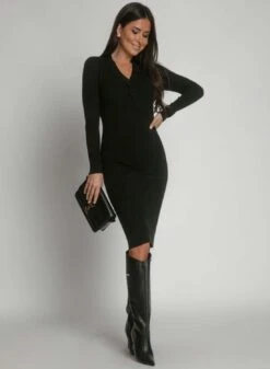 Abito Nero Longuette In Maglia -Negozio al dettaglio Alexoo 2 4cda191a fac9 42ac 940b d2f03a3e0f43