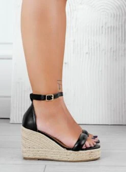 SLAVA - Sandali Espadrillas Neri Con Cinturino -Negozio al dettaglio Alexoo 2 4eaac96d 45cf 4484 9201 65d34212ad6b