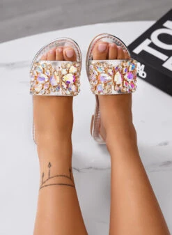 CLELIA - Sandali Ciabatte Gioiello Argento Con Pietre E Suola Bassa 5 CLELIA - Sandali Ciabatte Gioiello Argento Con Pietre E Suola Bassa -Negozio al dettaglio Alexoo 2 56d2b0bd 0589 4377 9ed4 ea245dce274b