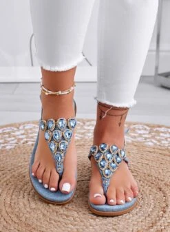 DAFNE - Sandali Bassi Infradito Gioiello Blu Jeans -Negozio al dettaglio Alexoo 2 5cd18891 4dd6 44c1 92cb 062214d1d29f