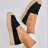 SAWANA - Espadrillas Nere Platform In Similcamoscio Con Punta In Juta