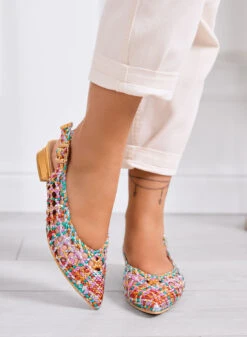 VILDAN - Ballerine Slingback Multicolor Intrecciate Con Tacco Basso Oro -Negozio al dettaglio Alexoo 2 926f5493 0eee 4f2c 9442 74f3a6ddce10