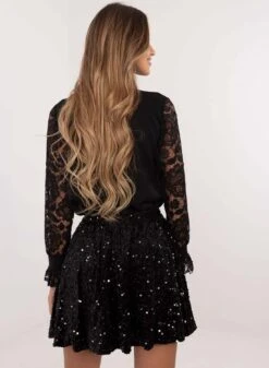 Gonna Nera In Paillettes Con Molla In Vita -Negozio al dettaglio Alexoo 2 b28eb832 ea77 4921 9b57 eba79b8de63c