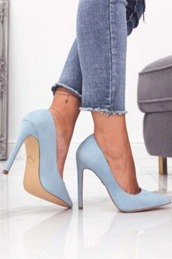 LEXIE - Decolletè Azzurre Scamosciate Con Tacco Alto -Negozio al dettaglio Alexoo 30 decollet azzurre scamosciate con tacco alto lexie