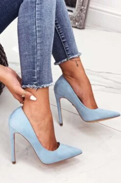 LEXIE - Decolletè Azzurre Scamosciate Con Tacco Alto -Negozio al dettaglio Alexoo 31 93