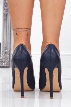 Decolletè Blu In Finta Pelle Con Tacco Alto