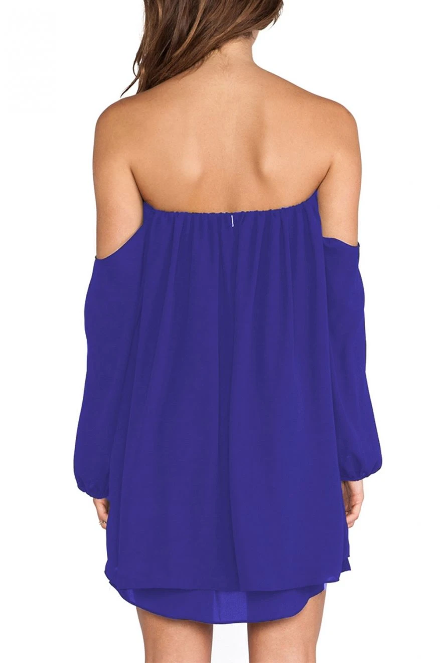 Abito A Fascia In Velo Blu 4 Abito A Fascia In Velo Blu - immagine 4