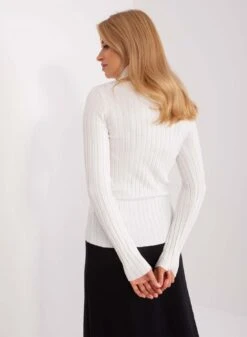 Maglia Bianca A Costine Con Collo Alto -Negozio al dettaglio Alexoo 37 cb1aba9c 871f 43b7 9af8 bb20f17bd3ac